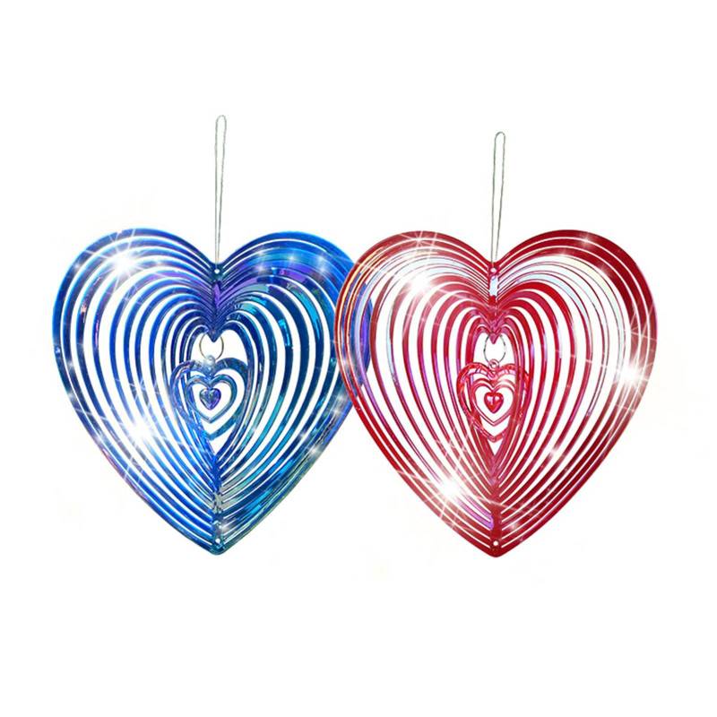 Niktule Love Heart Wind Chime Geometric Art Heart Wind Spinner Hanging Heart 3D Sculptures Geometric Art Heart Wind Chimes Reflective Spinner Love Heart Windcatcher Hanging Backyard Outdoor Indoor von Niktule