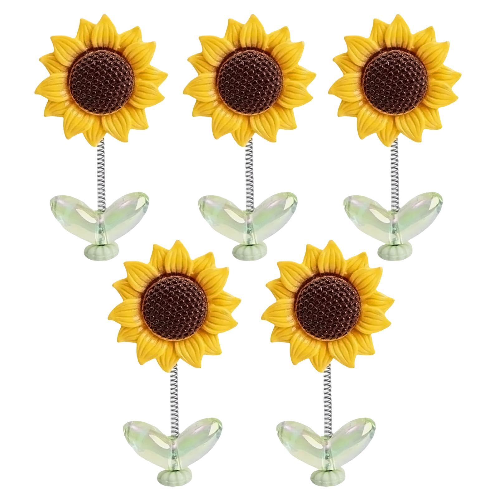 Sonnenblumen-Armaturenbrett-Dekoration, Auto-Armaturenbrett-Sonnenblumen-Zubehör - 5 Stück schüttelnde Kopf-Sonnenblumen-Auto-Armaturenbrett-Pflanzendekoration,Autoschmuck, und Schreibtischdekor von Niktule