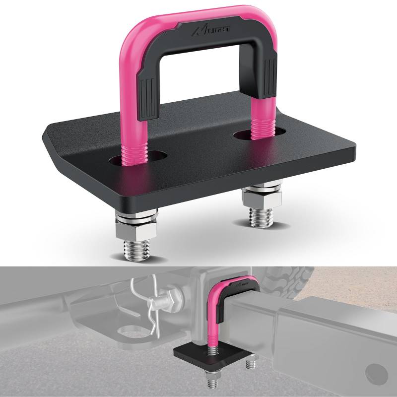 Nilight Anhängerkupplung Spanner für 5,1 cm Anhängerkupplungen Anhängerkupplung Halterung Anti Rassel Heavy Duty Stahl mit Gummiabdeckung Hot Pink U Bolt Matt Schwarz Platte Elektrophorese Anti-Rost von Nilight