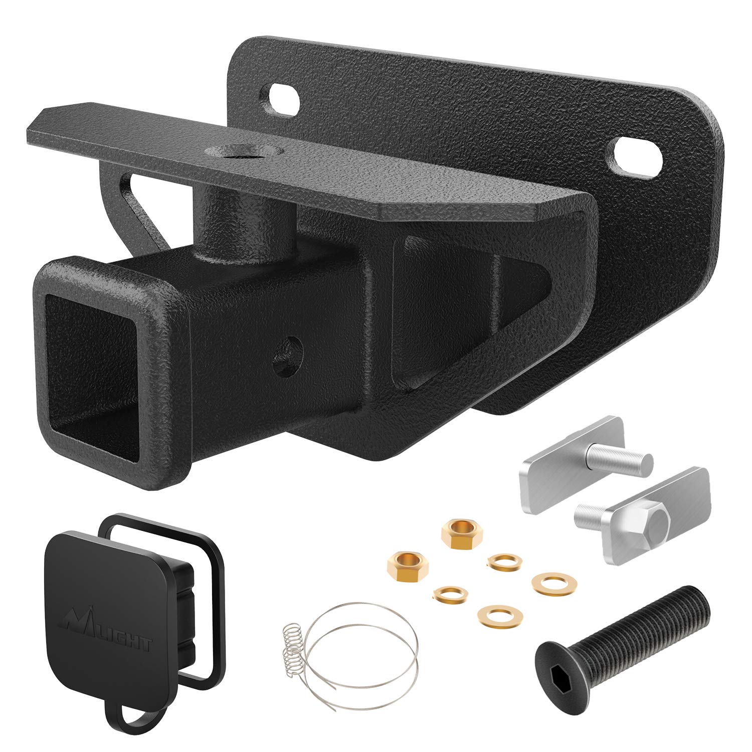 Nilight 5,1 cm (2 Zoll) hintere Anhängerkupplung Empfänger Klasse 3 Anhängerkupplung & Abdeckung Kit, passend für 2003–2018 Dodge Ram 1500 & 2003–2013 Ram 2500/3500, Abschlepp-Combo (Abdeckung im Lieferumfang enthalten) von Nilight