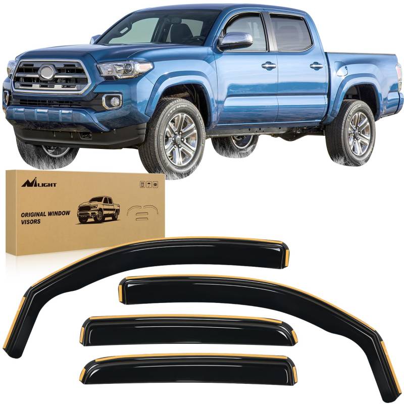 Nilight Durable Rain Guards for Toyota Tacoma Double Cab 2016 2017 2018 2019 2020 2021 2022 2023 Window Deflectors, Vent Window Visors, 4 Pcs von Nilight