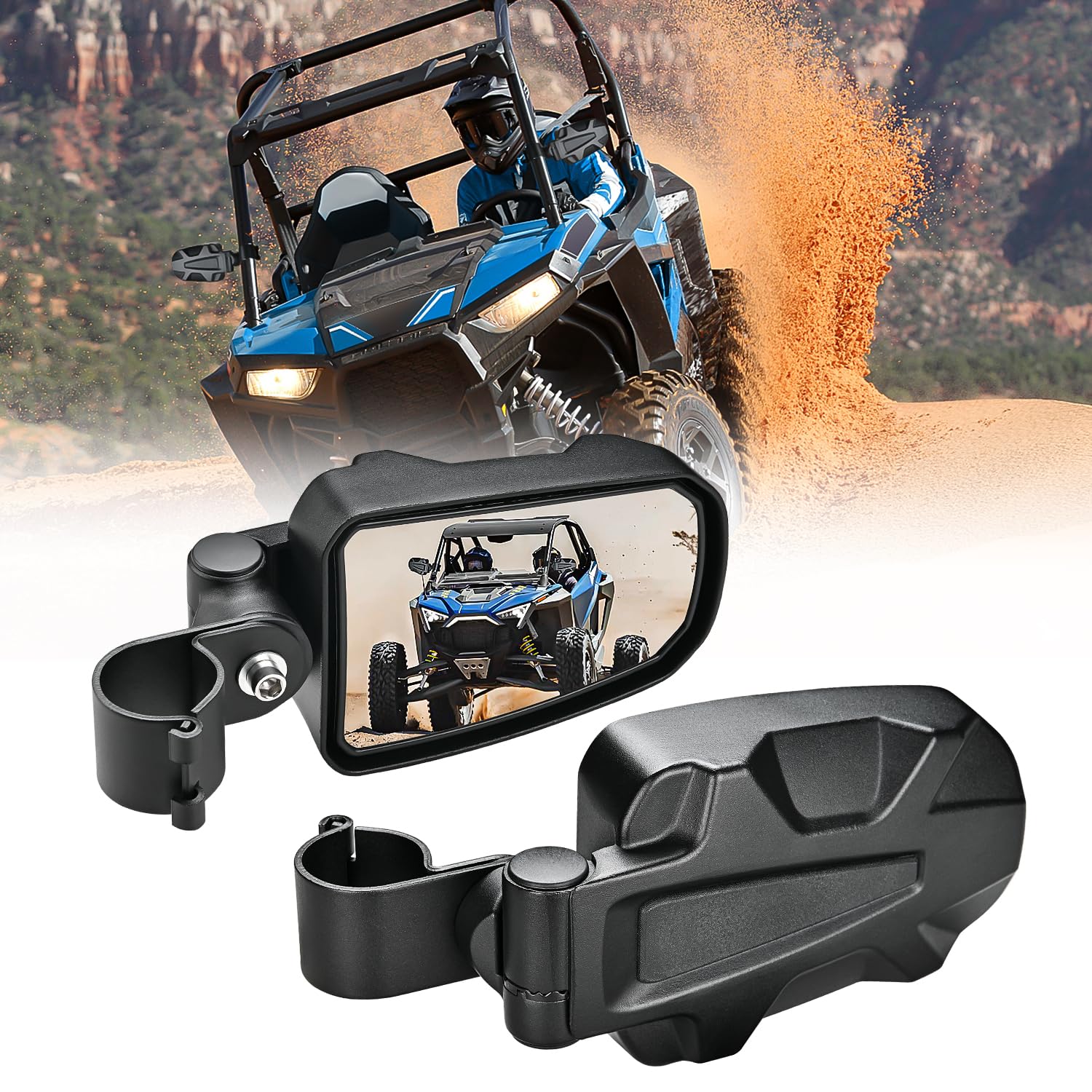 Nilight UTV Seitenspiegel, Offroad-Rückspiegel, Aluminium, universell passend für Windschutzscheibe für 4,4 cm Überrollkäfig, Polaris, Ranger, RZR, Pioneer, Can-Am Commander, Kawasaki, Yamaha, Cfmoto, von Nilight