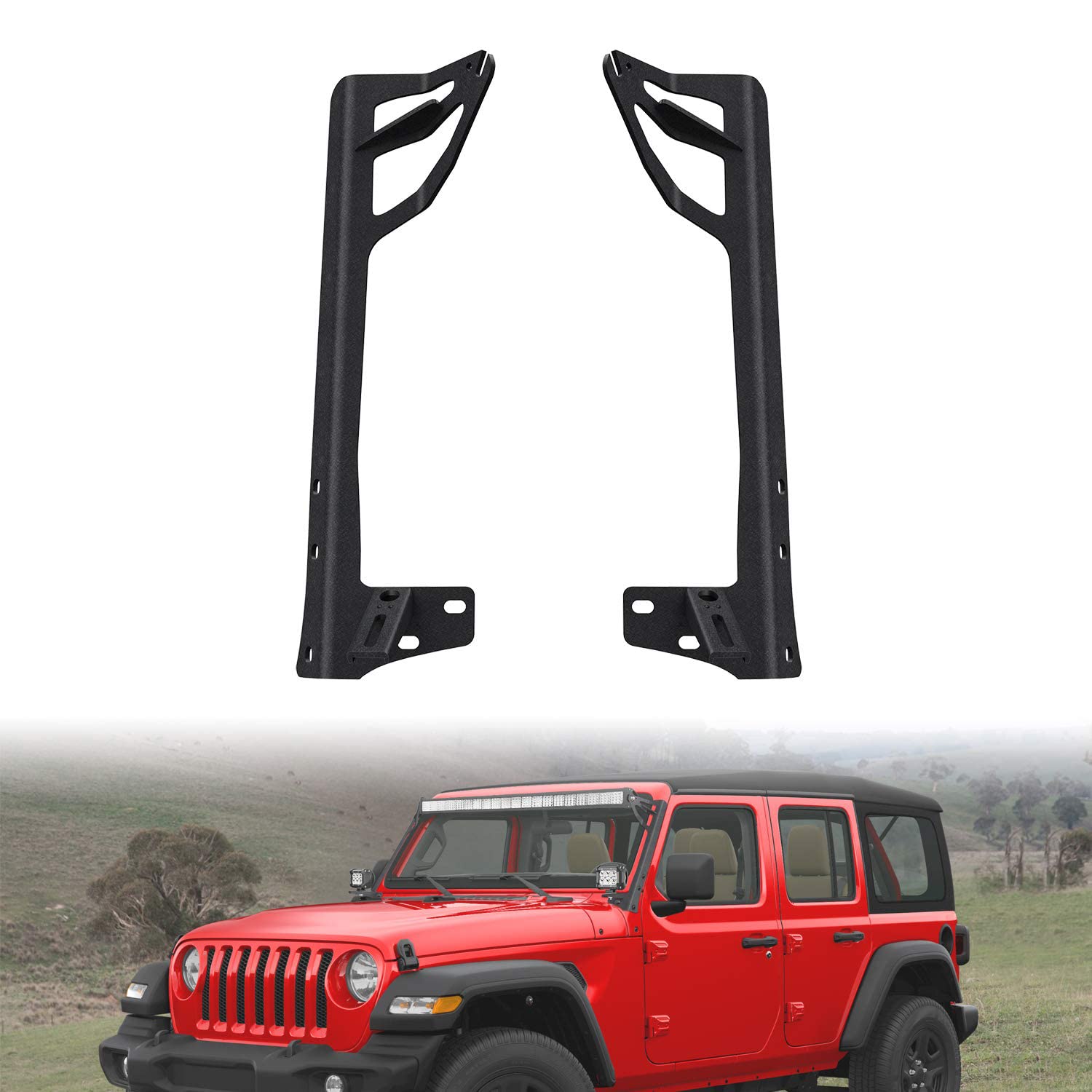 Nilight Windschutzscheibenrahmen-Halterung für 132,1 cm LED-Lichtleiste und Pod-Licht auf Wrangler JK 2007–2017 von Nilight