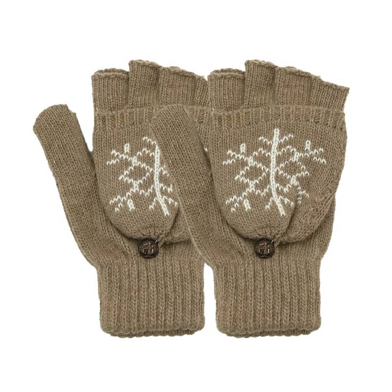 Nilioyul 1 Paar Handschuhe Geknöpfte Strickfäustlinge im Stil mit Deckel Fingerschutz Notwendiges Zubehör für Damen Herren, Schneeflocke khaki von Nilioyul