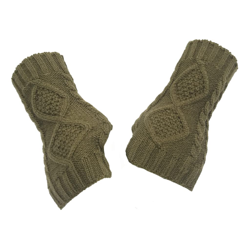 Nilioyul 1 Paar fingerlose Handschuhe, dehnbar, funktionelle Daumenloch Fingerschutz, Halbfinger Stil, Fäustlinge für Damen und Herren, khaki von Nilioyul