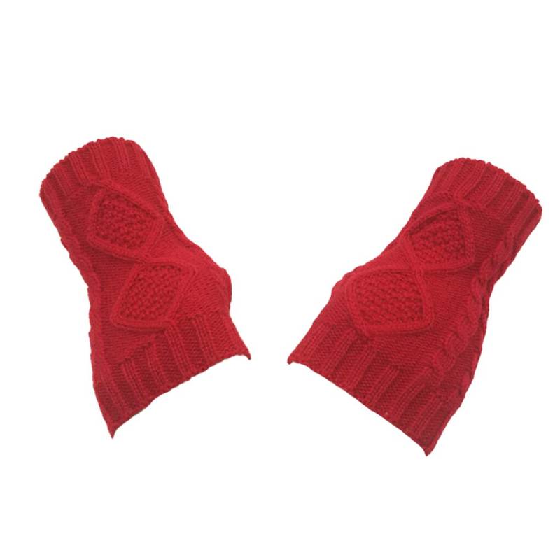 Nilioyul 1 Paar fingerlose Handschuhe, dehnbar, funktionelle Daumenloch Fingerschutz, Halbfinger Stil, Fäustlinge für Damen und Herren, rot von Nilioyul