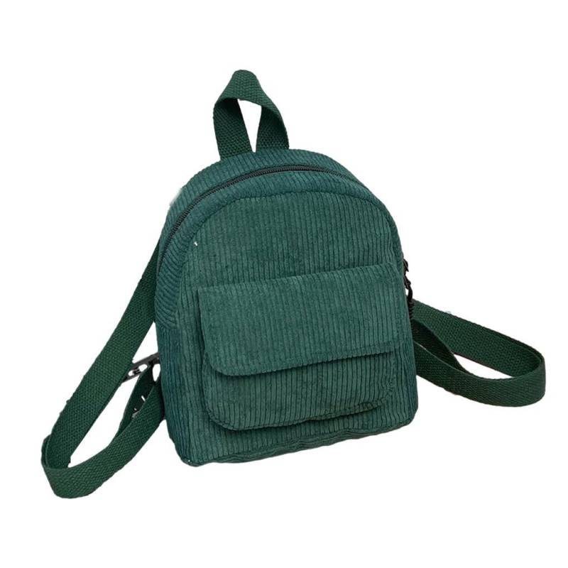 Nilioyul Cord Studenten Mädchen Büchertaschen, vielseitig einsetzbar für Schule oder Freizeit, kleiner City Rucksack aus Cord, Geschenkauswahl für Damen, schwarzgrün von Nilioyul