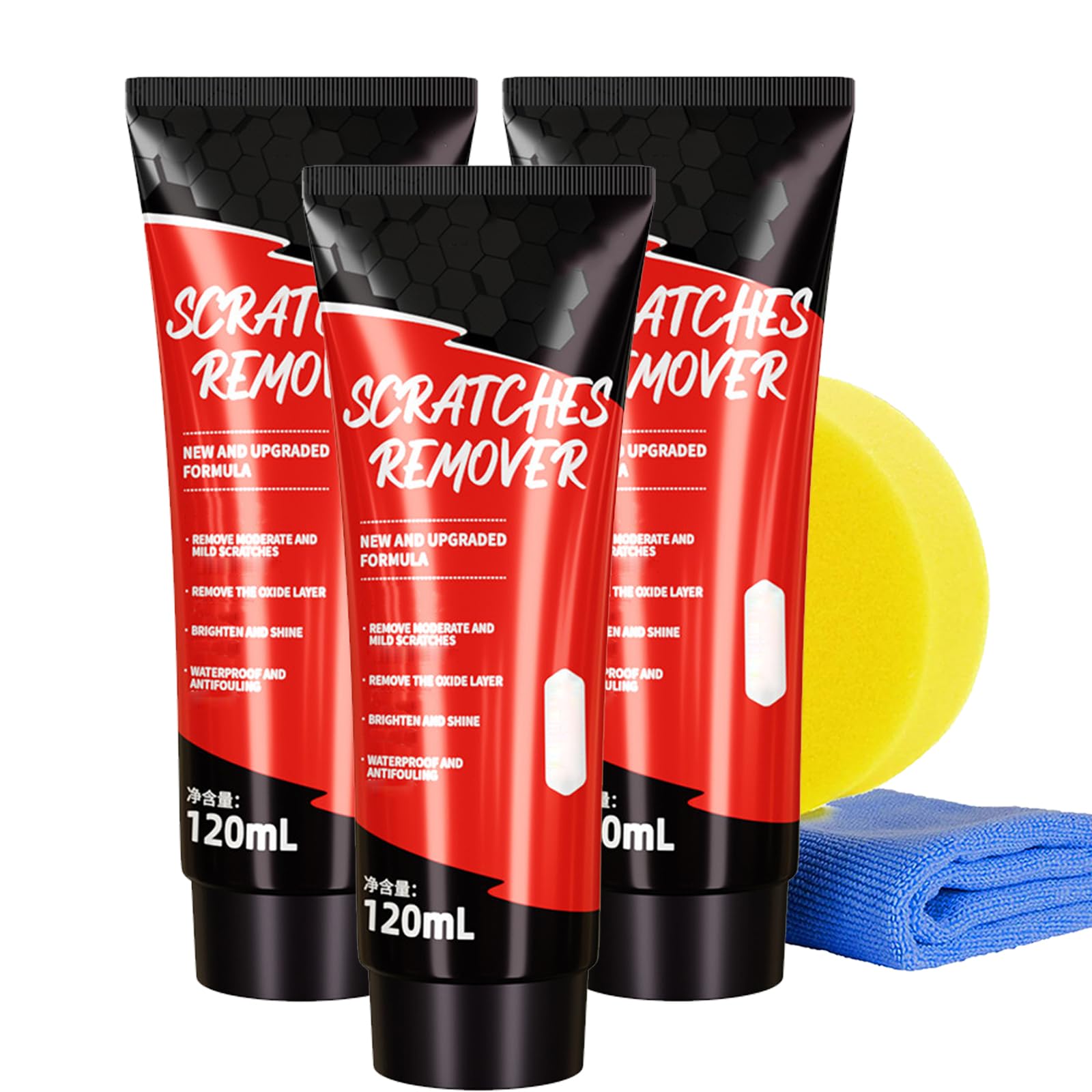 Car Scratch Repair Paste, Polishing Paste Car Scratch Remover, Car Paint Scratch Removal, Car Polish Scratch Removal Paste with Sponge&Wipes (3Pcs) von Nimedala