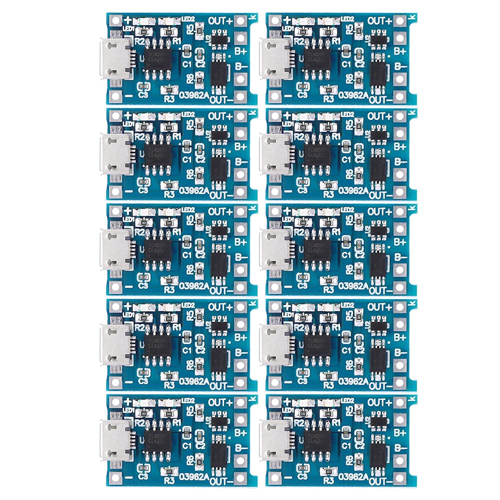 Lithiumbatterie Ladeschutzplatine 10 Stück 5V 1A Micro USB 18650 Lithium LiPo Batterie Ladeschutzplatine Lademodul(a) von Nimomo