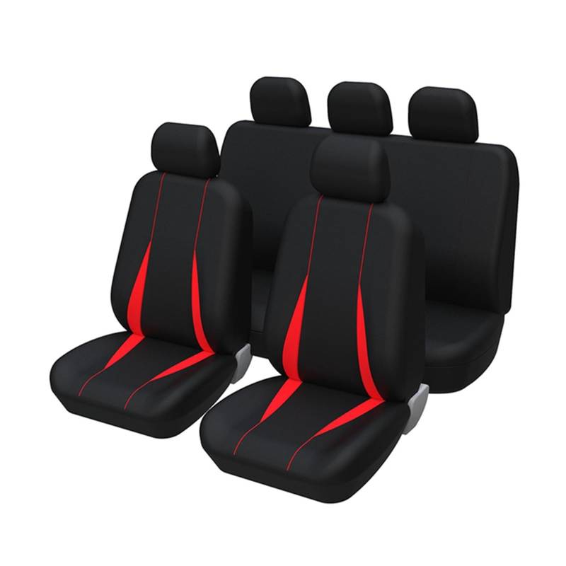 Auto Sitzbezüge 5-Sitzer-Autositzbezüge Komplett Hinten Universell Für LKW SUV Für Nissan Für Pulsar Autositzschoner(RED Full Set) von NingRuiBhd