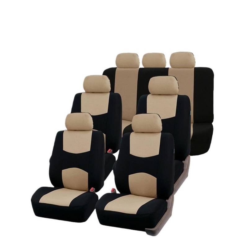 Auto Sitzbezüge 9PCS Autositzbezüge Four Seasons Universal Interior Für Logan Für VAZ 2110 Autositzschoner(7 Seats-Beige) von NingRuiBhd