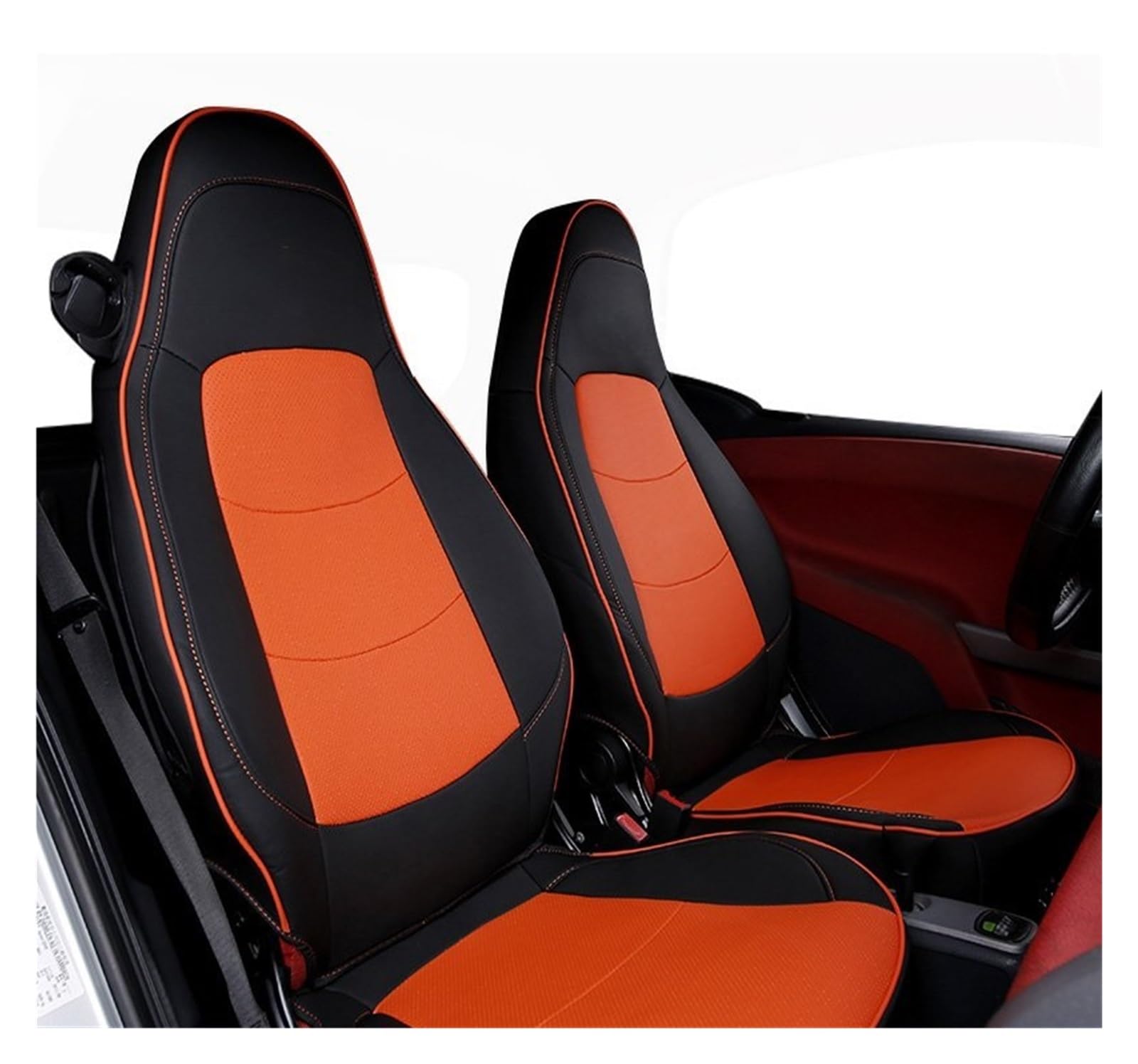 Auto Sitzbezüge Autositzbezüge Protector All-Inclusive Atmungsaktive Kissensaison Für Smart 451 Für Fortwo 2009 2010 2011 2012 2013 2014 Autositzschoner(Black orange) von NingRuiBhd