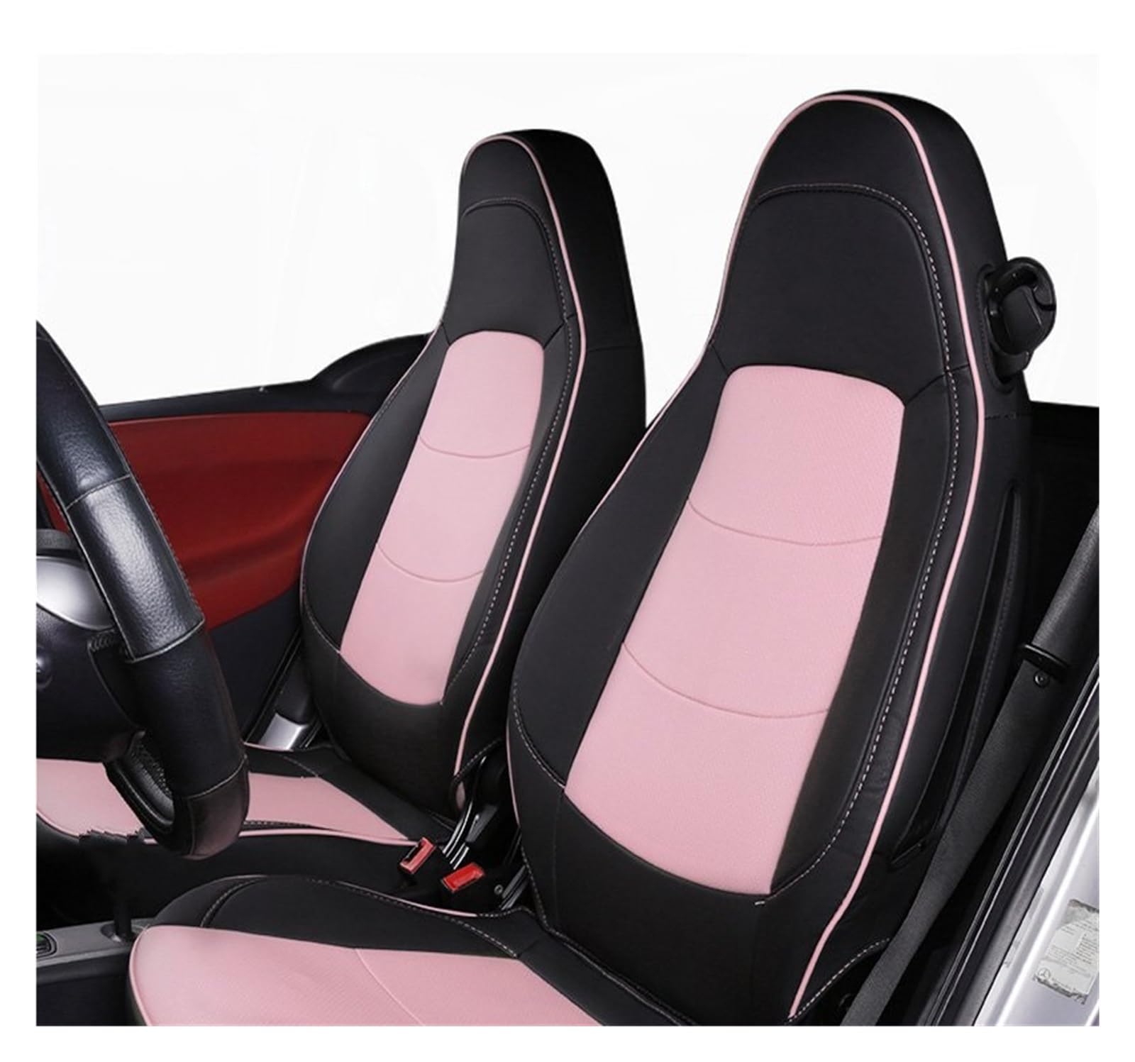 Auto Sitzbezüge Autositzbezüge Protector All-Inclusive Atmungsaktive Kissensaison Für Smart 451 Für Fortwo 2009 2010 2011 2012 2013 2014 Autositzschoner(Black pink) von NingRuiBhd