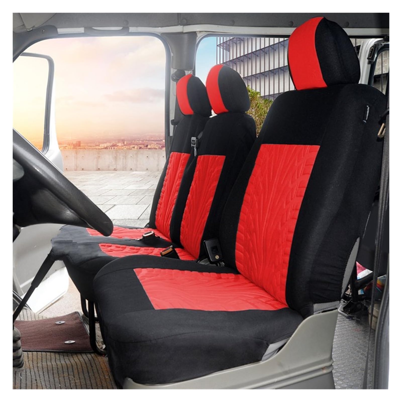 Auto Sitzbezüge Autositzbezüge Universal 2+1 Auto-Protektoren Für VW Für Caravelle Für T4 Autositzschoner(RED) von NingRuiBhd