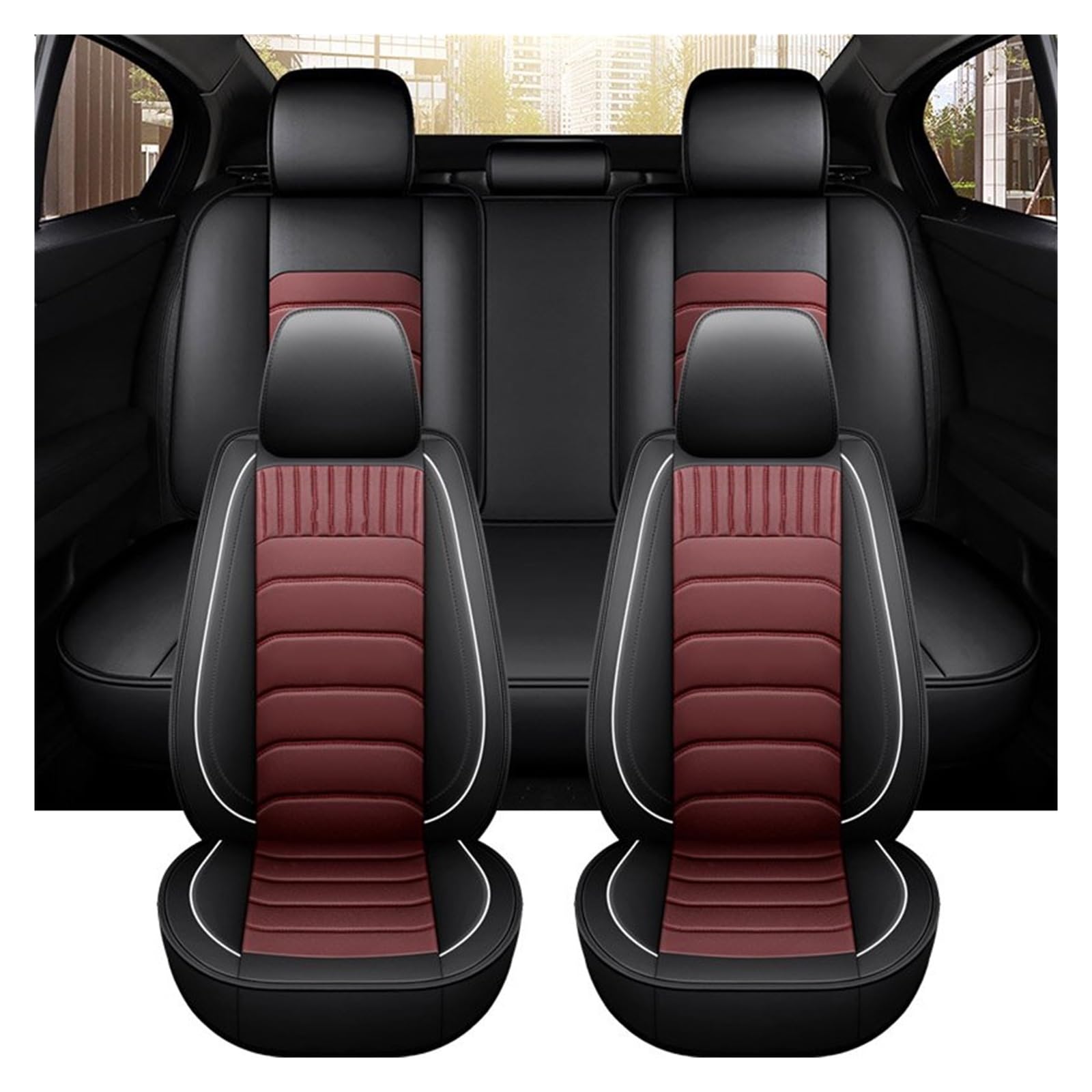 Auto Sitzbezüge Autositzbezug Autositzschutz Zubehör Innenausstattung Komplettes Set Für Dodge Für Journey Für Charger Autositzschoner(5 Seats Color 8) von NingRuiBhd