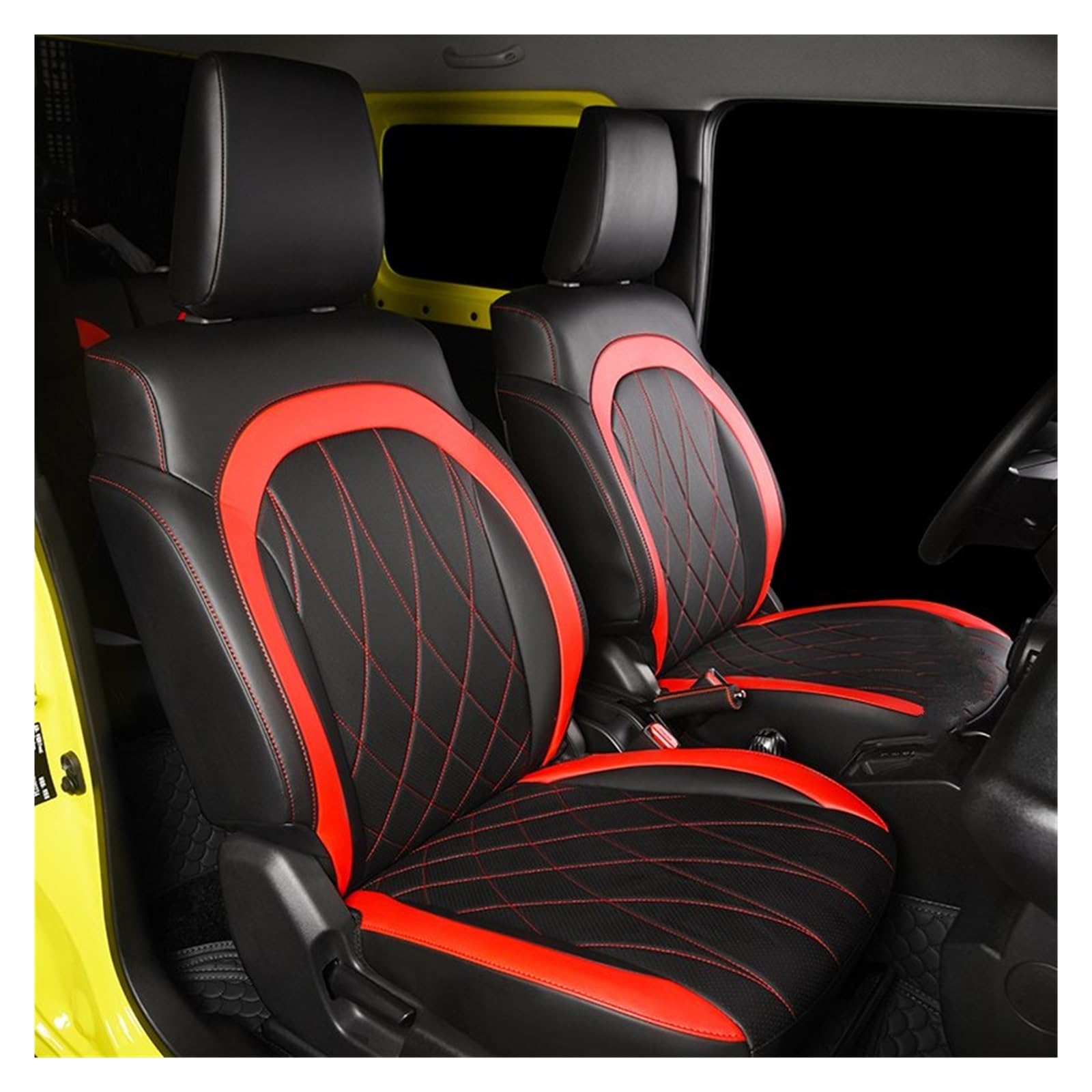 Auto Sitzbezüge Autositzbezug Full Surround Pad Modifiziert Wasserdicht Für Suzuki Für JIMNY Für Jb64 2019 2020 2021 2022 Autositzschoner(Red,Front Seats) von NingRuiBhd