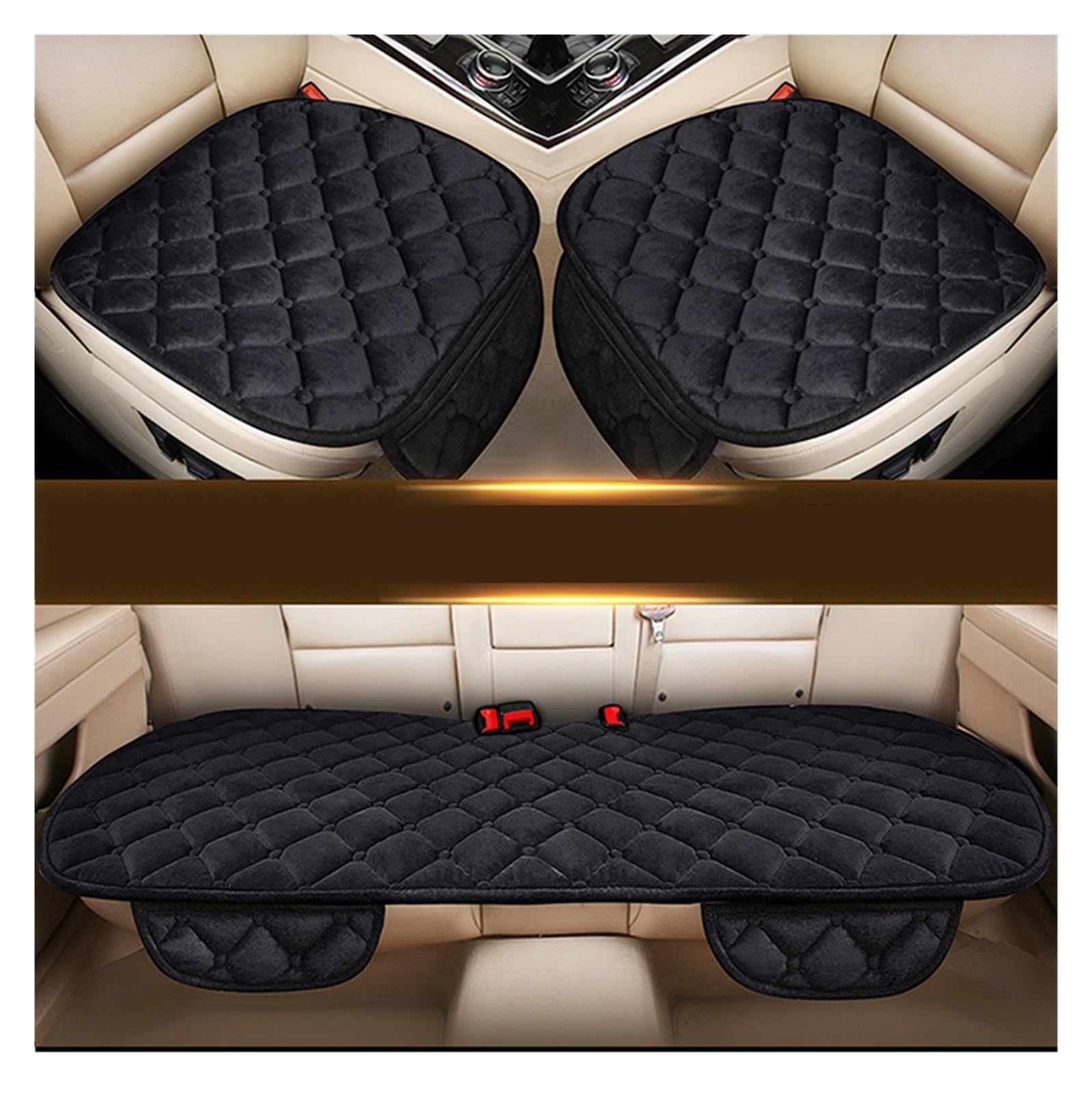 Auto Sitzbezüge Autositzbezug Vorne Hinten Sitzkissen Schutzpolster Für Sitz Für Ibiza Für X1 Für X45 Autositzschoner(Black 1set) von NingRuiBhd