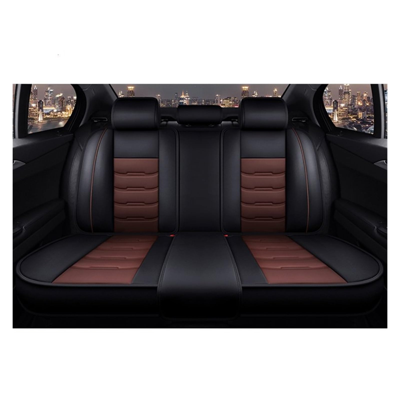 Auto Sitzbezüge Leder-Autositzbezug Für VW Für Polo Für Golf 7 Für Tiguan Für Touran Für Jetta Für CC Für Käfer Alle Modelle 5 Sitze Autositzschoner(1 Rear seat Cover) von NingRuiBhd