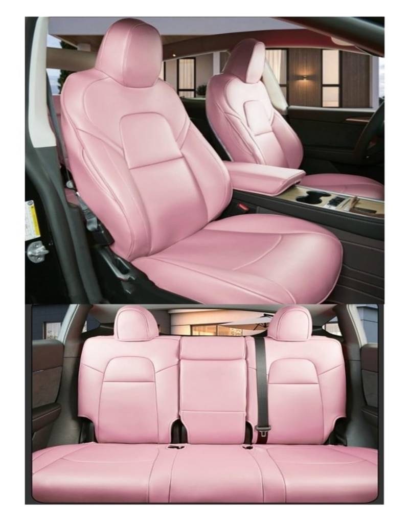 Auto Sitzbezüge Vollständiger Satz Autositzbezüge Vorne Und Hinten Sitzbezug Kissen Für Tesla Für Modell 3 2019 2020 2021 2022 2023 Autositzschoner(Pink Set) von NingRuiBhd