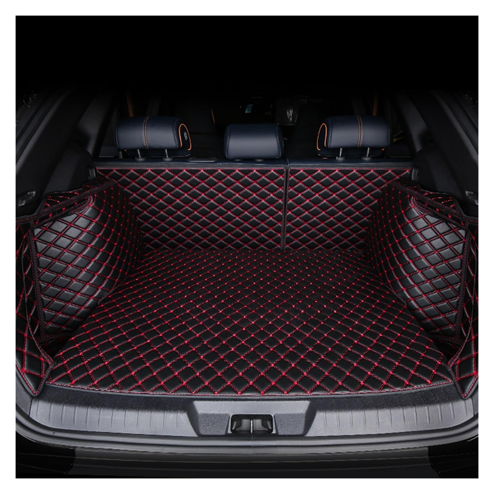 Kofferraum-Bodenmatte Kofferraumwanne Cargo Liner Fach Teppichpolster Für Nissan Für Qashqai Für J11 Für J12 Für Kicks Für X Trail Für T31 Für T32 Kofferraumwanne(Black Red) von NingRuiBhd