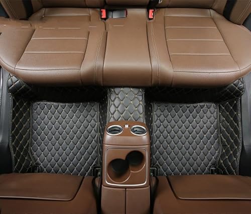 Van-Fußmatten 1Pc Custom Auto Fußmatten Teppich Boden Liner Leder Für Hyundai Für Palisade 2021 2022 2023 Automatten-Set(Back Row-Black Gold) von NingRuiBhd