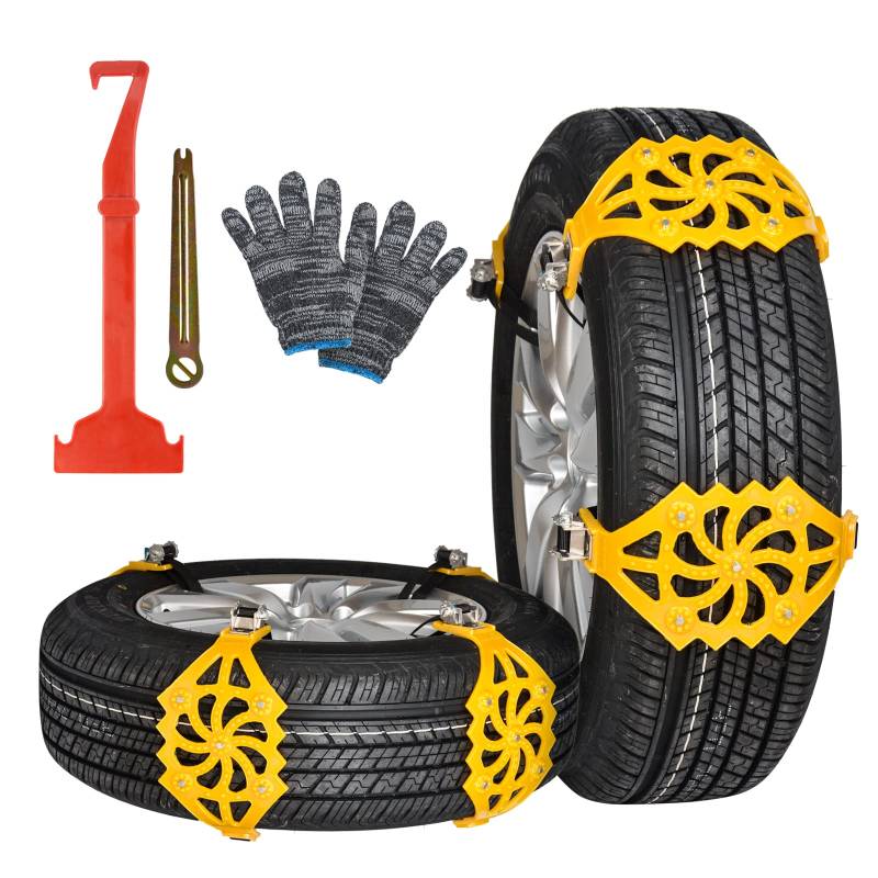 8Pcs Schneeketten Auto Ninonly Universal Schneeketten für Auto Reifen Anti-Rutsch Gürtel Schnee Auto Sicherheit Reifenketten Fit für Auto/SUV Reifenbreite mit 165mm-265mmm/6.5"-10.4" von Ninonly