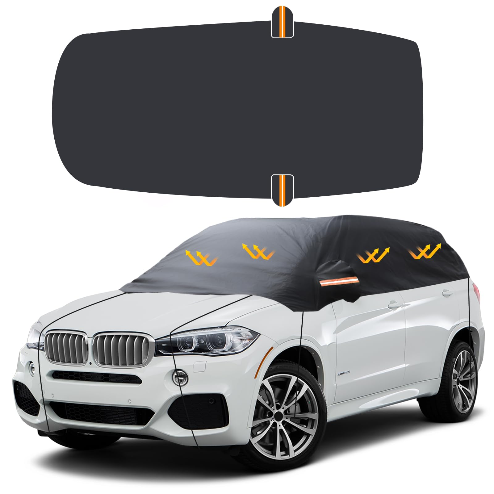 Auto Windschutzscheibe Sonnenschutz Ninonly 210D Oxford Faltbarer Auto Frontscheiben Sonnenschutz 100% Verdunkelnd, Blockiert UV Strahlen Wetterfeste Frontscheibe Wrap Cover Für Sedan Up to 4.2-5.4M von Ninonly