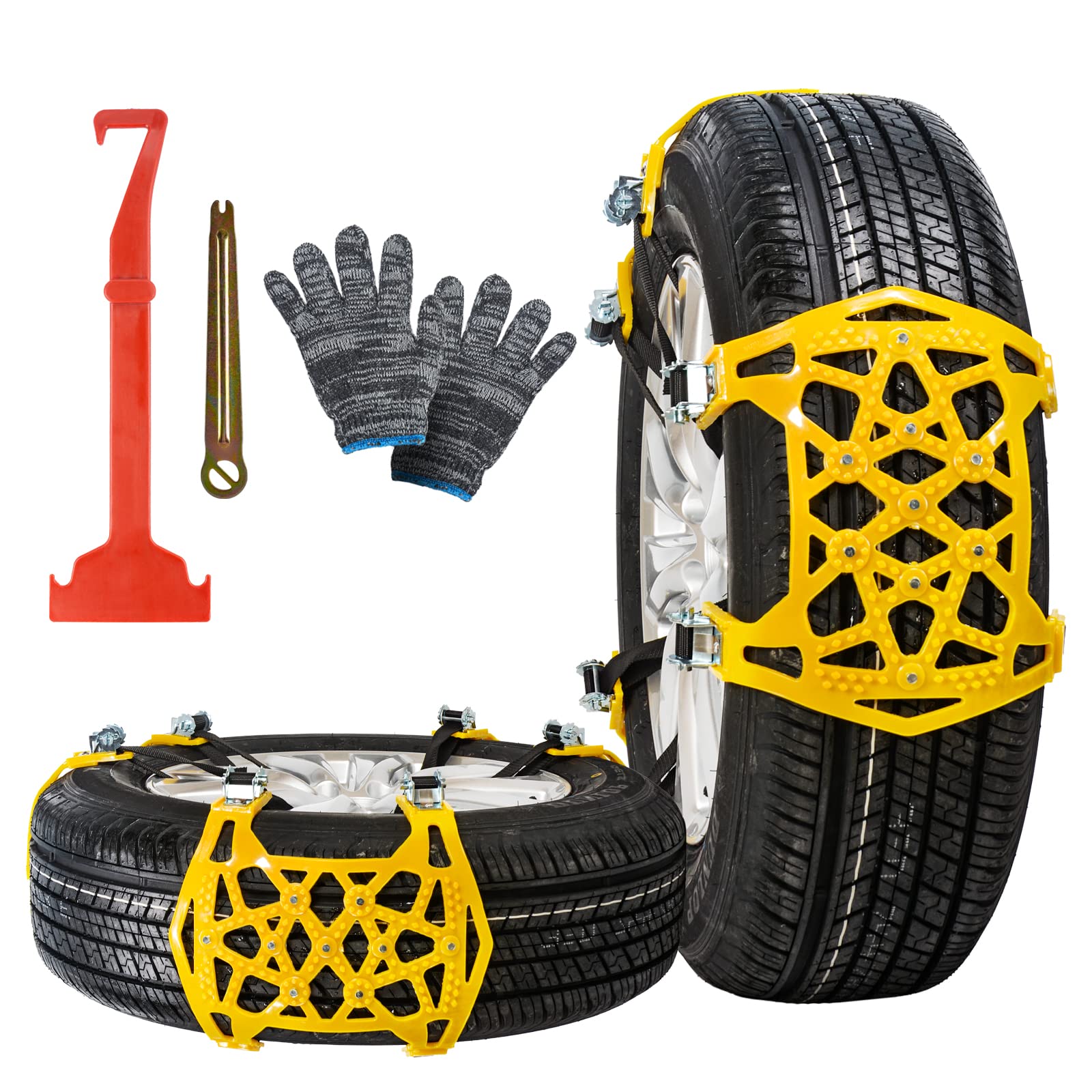 Ninonly Auto SchneeKetten 7 Stück Universal Schneeketten für Auto Winter Universal SchneeKetten für Notfälle, Starke Ketten für die Meisten Autos, SUV Lkws (Breite 165-265mm/6.5"-10.4") von Ninonly