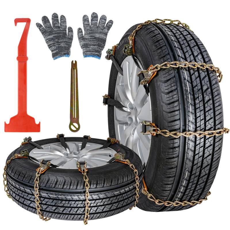 Universal Schneeketten für Auto 8Pcs Ninonly Schneeketten Auto Reifen Anti-Rutsch Gürtel Schnee Auto Sicherheit Reifenketten Fit für Auto/SUV Reifenbreite mit 165mm-265mmm/6.5"-10.4" von Ninonly