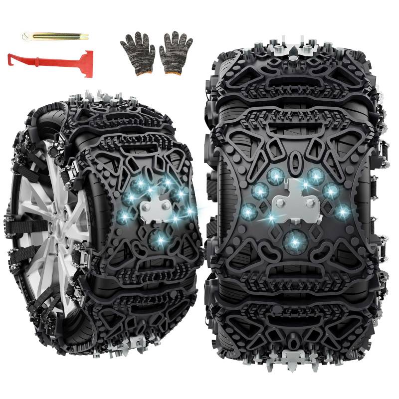 Universal Schneeketten für Auto Ninonly 6 Stück Auto Schneeketten SUV für Rad Das Auto, SUV und Kleine LKWs Auto Reifen Schneekette Anti Rutsch für Auto Sicherheit, Klettern,Breite mit 165mm-275mmm von Ninonly