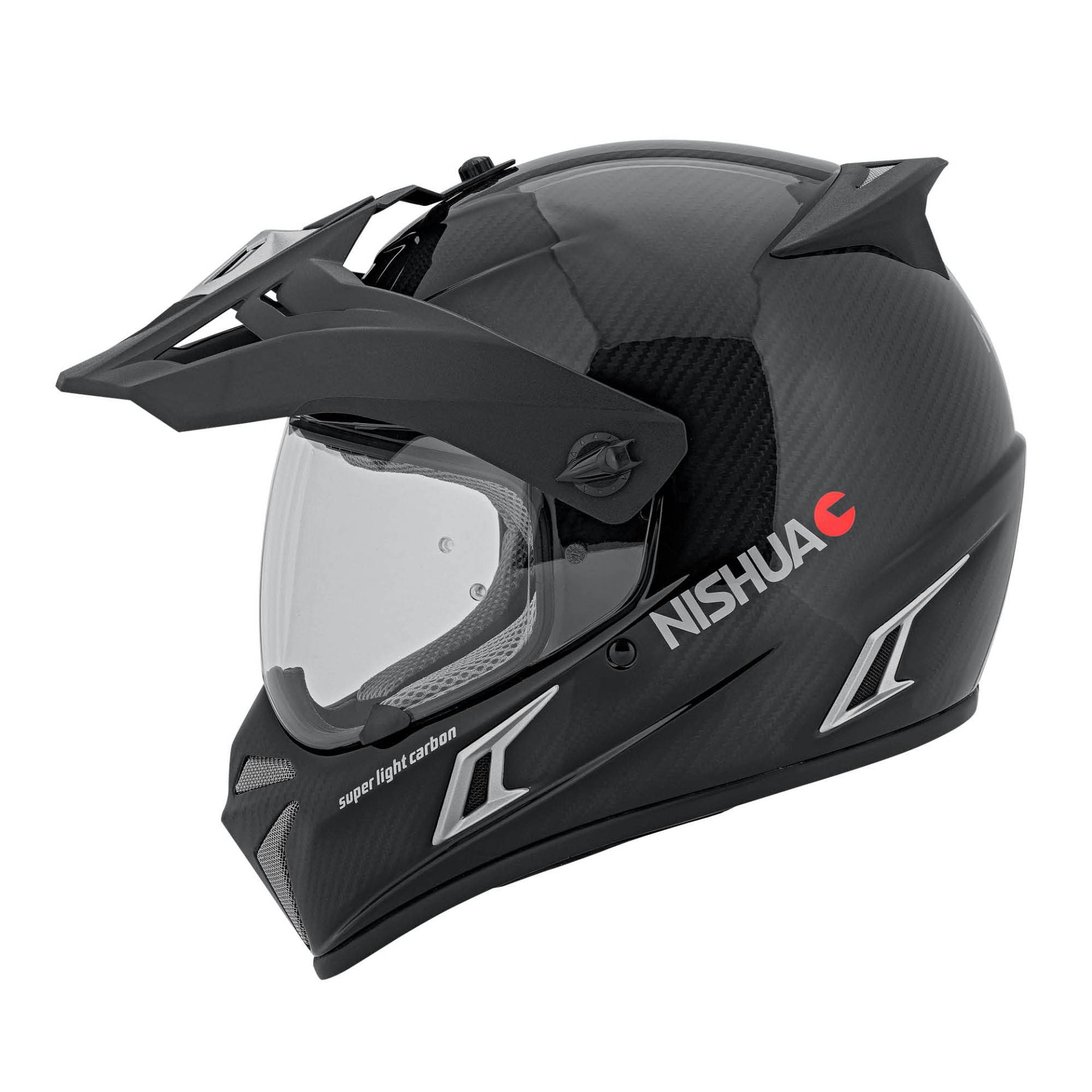 Nishua Enduro Carbon Endurohelm, Motorradhelm - ECE Zertifiziert, Hervorragende Schlagdämpfung, Leise, Leicht & Stabil, Angenehmes Futter, Vielseitige Belüftung, Carbon Schwarz, M von Nishua