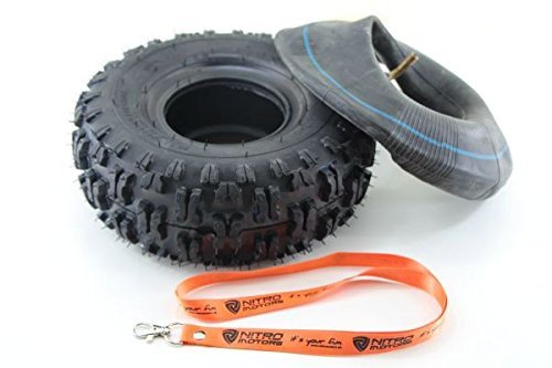 Nitro Motors Reifen mit Schlauch für Quads 4.10-4 Tyre X Profil Pocket Dirt Bike Quad + Gratis Schlüsselanhänger Lanyard von Nitro Motors