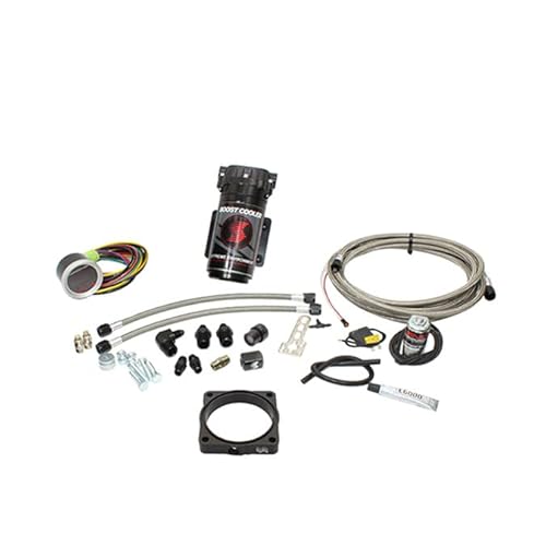 Nitrous Express Stufe 2 Boost Cooler Fit 2008+ Dodge Challenger/Charger Rt 5.7/6.1/6.4 Forced Induction Wasser-Methanol Injektionsset (Edelstahl geflochtene Schnur, 4An Armaturen) SNO-2170-BRD-T von Nitrous Express