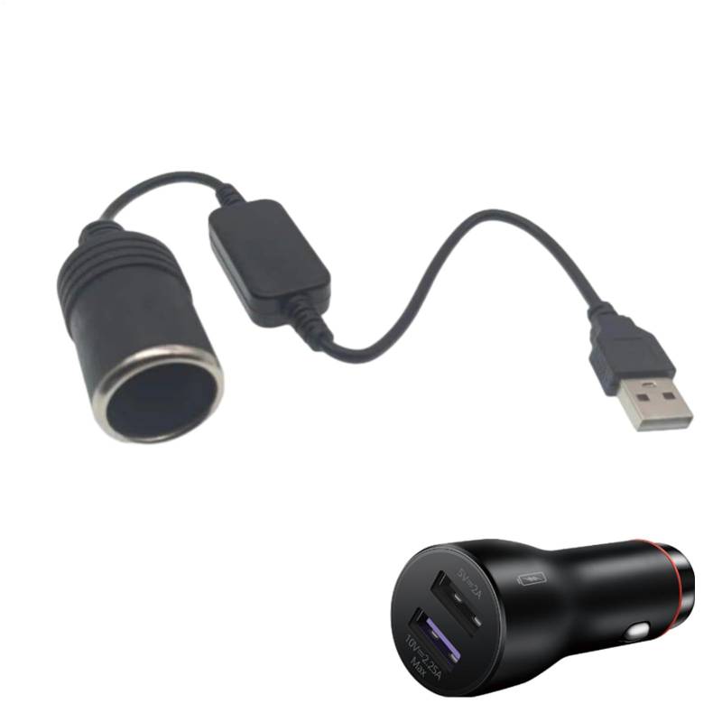 USB-auf-Auto-Feuerzeug-Adapter, Auto-Feuerzeug-Adapterkabel, Anschlusskabel Buchsenkonverter, 5V Auf 12V Konverter-Steckdose, Kabelgebundener Controller-Stecker, Auto-Feuerzeug-Adapter Für von Nixiara