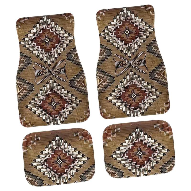 Boho-Autoteppich – komplettes Set aus 4-teiligen vorderen und hinteren Fußmatten | Böhmische rutschfeste Teppiche, Retro-Zubehör für SUV, LKW und Auto, einzigartiger und eleganter Stil von Nixieen