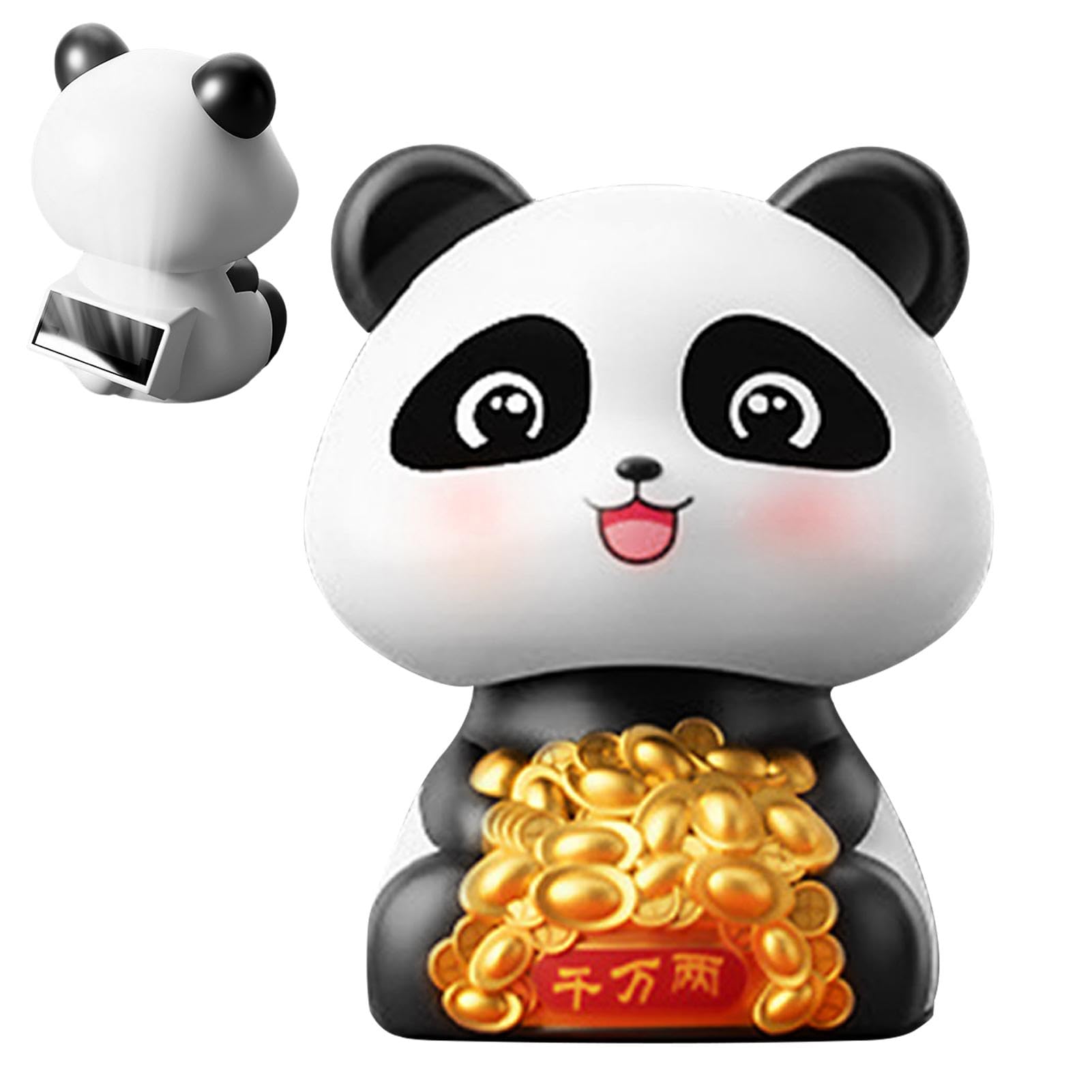 Panda-Armaturenbrett-Dekorationen – dekorative Autoanhänger, Tierstatuen | Panda-Armaturenbrett-Figuren, schöne Panda-Auto-Armaturenbrett-Dekoration, solarbetriebener schüttelnder Kopf-Panda für den S von Nixieen