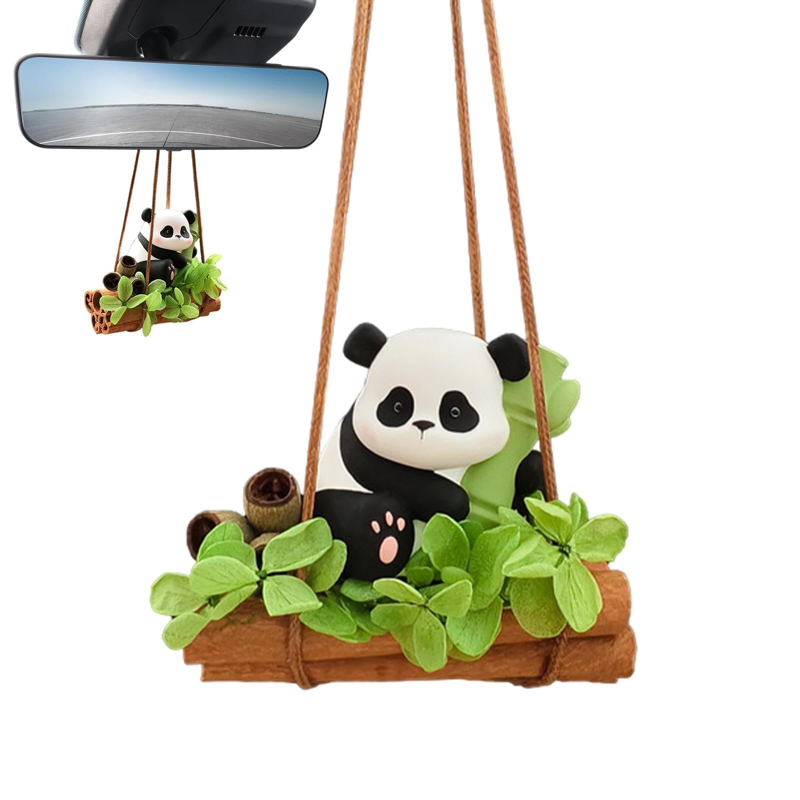 Swing Panda Auto-Anhänger, oszillierende Autodekoration, Aromatherapie-Ornament im Cartoon-Panda-Design, Auto-Innenzubehör, Panda Shape für Freizeitfahrzeuge von Nixieen