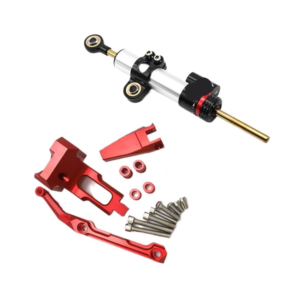 Für Y&amaha Für MT-09 Für Tracer 900 Für Tracer 900GT Motorrad Einstellbare Stabilisator Lenkung Dämpfer Mit Halterung Stabilisator Lenkungsd(Red 1 set) von Niyade