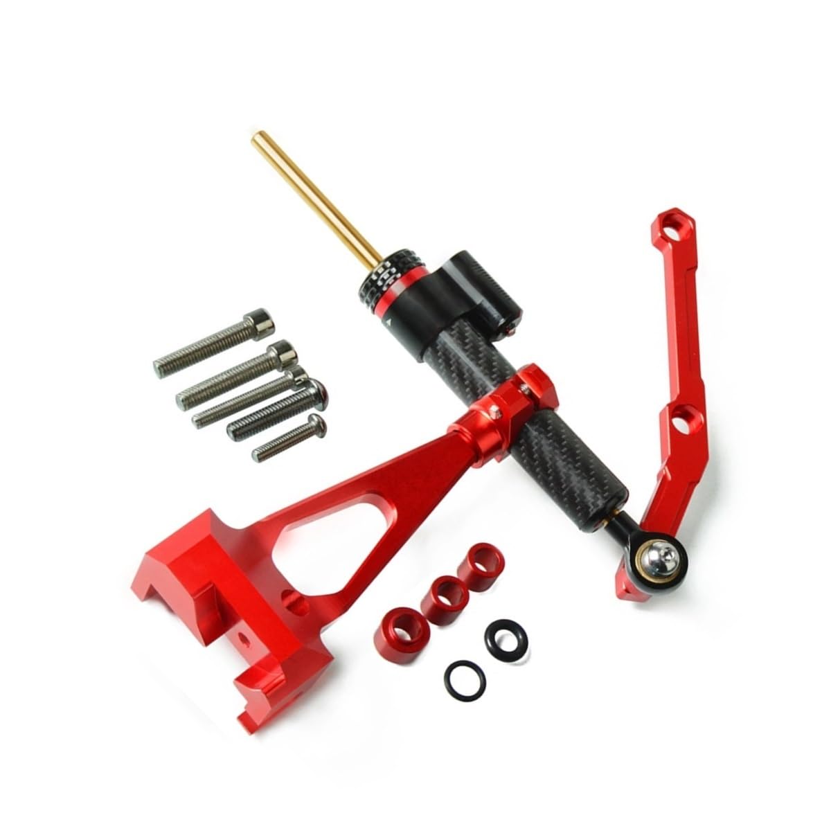 Motorrad Lenkung Stabilisieren Dämpfer Montage Halterung Kit Für Y&amaha Für MT-09 Für MT09 Für MT 09 2013-2019 Stabilisator Lenkungsd(Red-Carbon fiber) von Niyade