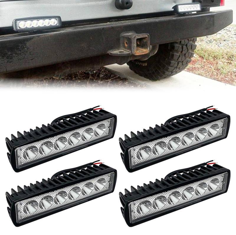 Nizirioo 4 Stück 18W LED Arbeitsscheinwerfer Offroad Zusatzscheinwerfer 12V Scheinwerfer 6000K Zusatzscheinwerfer IP67 Wasserdicht Arbeitslicht Rückfahrscheinwerfer für Trecker Bagger SUV, UTV, ATV von Nizirioo