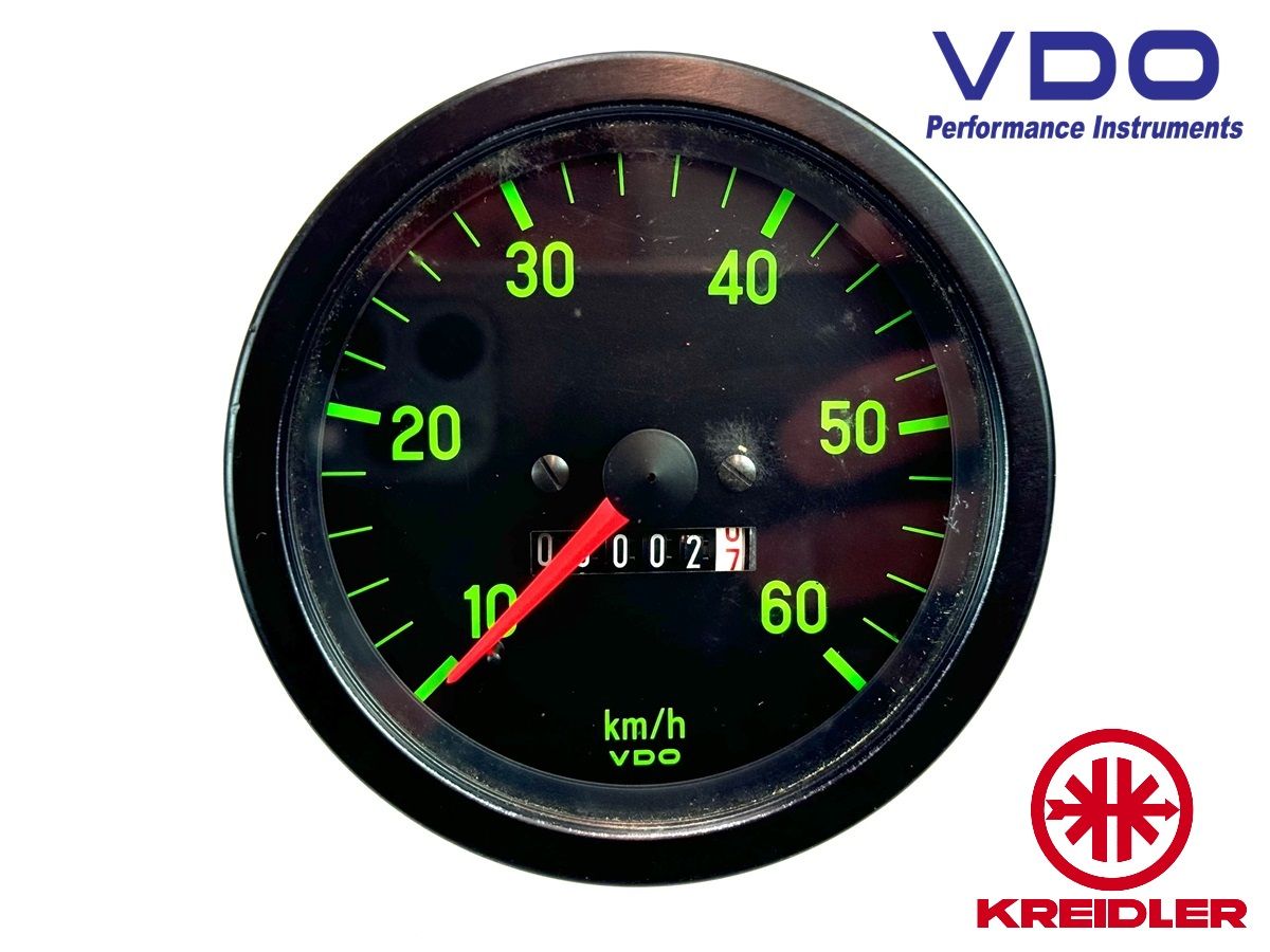 Kreidler Flory VDO Original Tacho schwarz grün 60 km/h Tachometer 365.03.96 von Kreidler