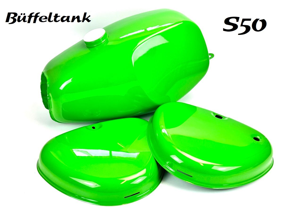 Simson S50 Büffeltank / Hochtank TANK-Set mit Seitendeckel saftgrün von No-Name