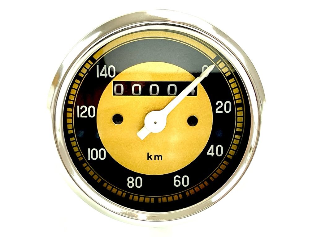 Tacho gold 140km/h Durchmesser 80mm passend für Miele NSU Lux Max Bücker Mars... von No-Name