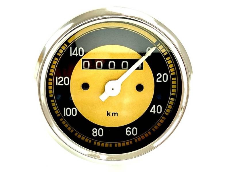 Tacho gold 140km/h Durchmesser 80mm passend für Miele NSU Lux Max Bücker Mars... von No-Name