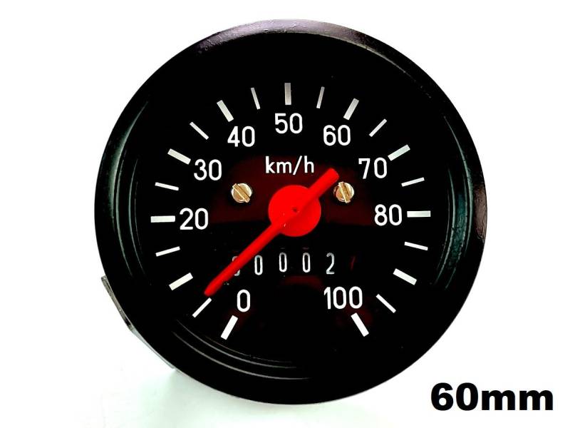 Tacho mit Licht schwarz 100km/h Einbau-Durchmesser 60mm von No-Name