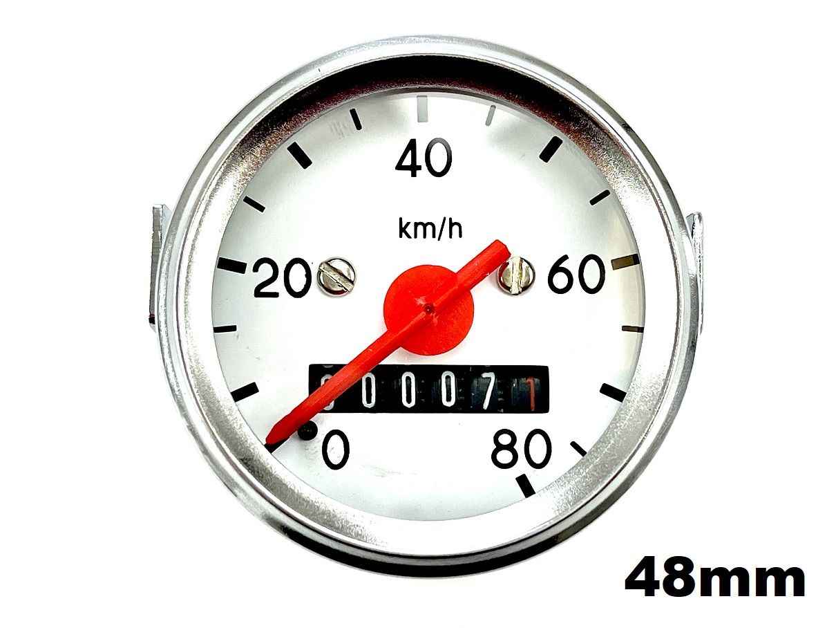 Tacho weiß für Mofa und Moped 80km/h Durchmesser 48mm von No-Name