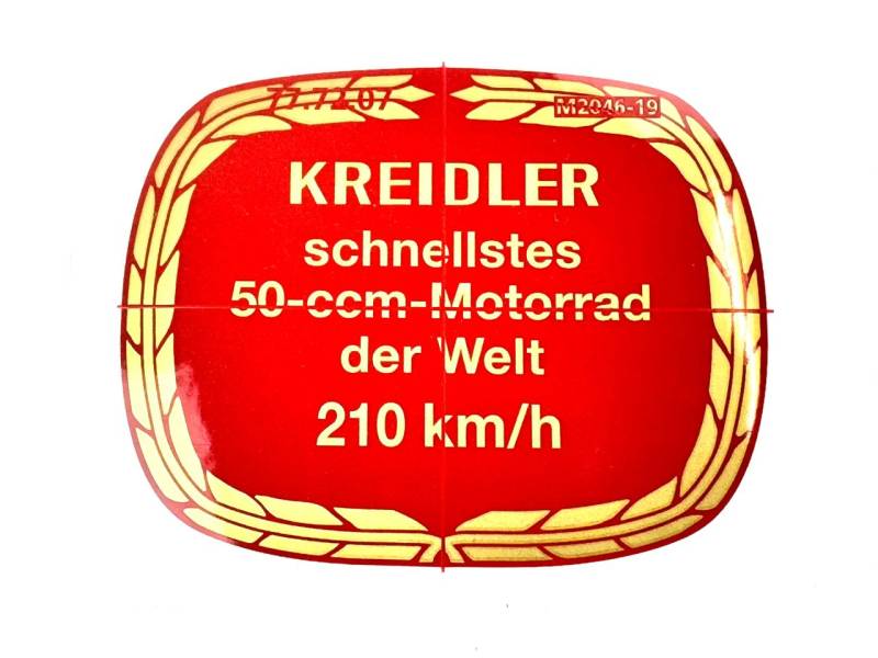 Tank Aufkleber Kreidler rot / schnellste 50ccm Motorrad der Welt 77.72.07 von No-Name