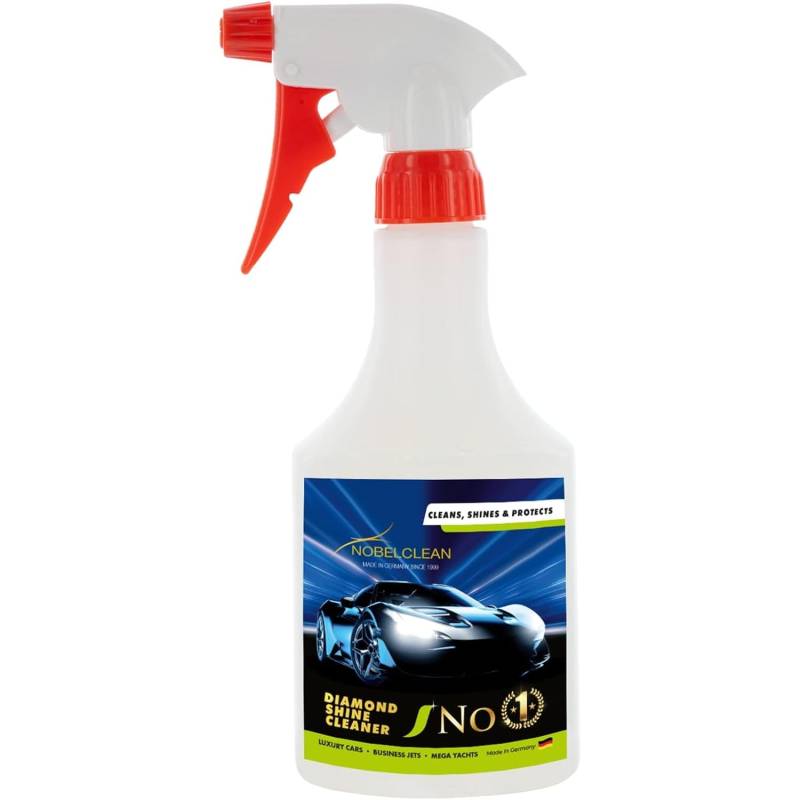 Nobelclean NC1 Hochglanz Autoreiniger - Felgenreiniger, perfekte Autopflege - Autowäsche, Umweltfreundlich ohne Wasser nutzbar, für alle Autolacke, Felgen & Scheiben, 500 ml Testflasche von NobelClean