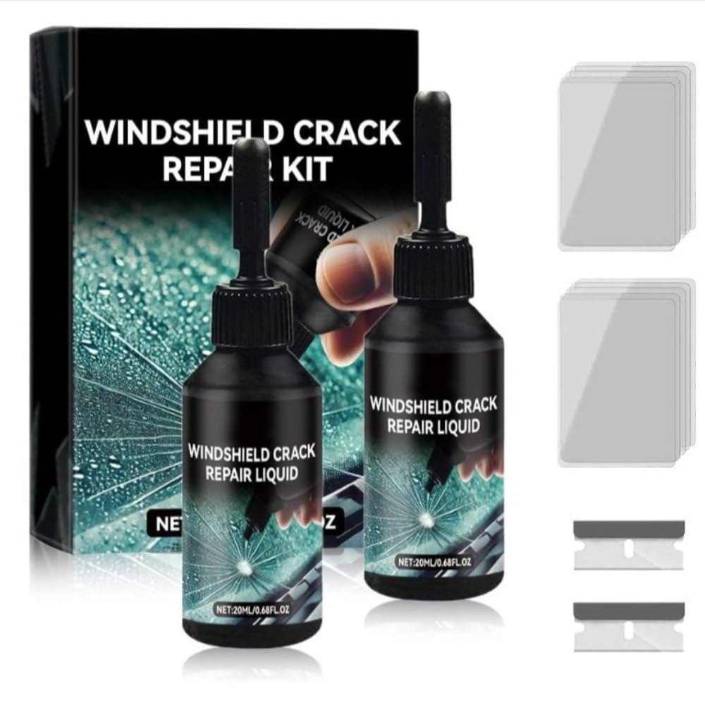 Nocyclonic Steinschlag Reparaturset Windschutzscheibe, 2025 Neu Chipped Windshield Repair Kit, Cracks Gone Glass Repair Kit, Glas Reparatur Set Zur Reparatur Langer Rissen, Löchern, Rissen (2pcs) von Nocyclonic