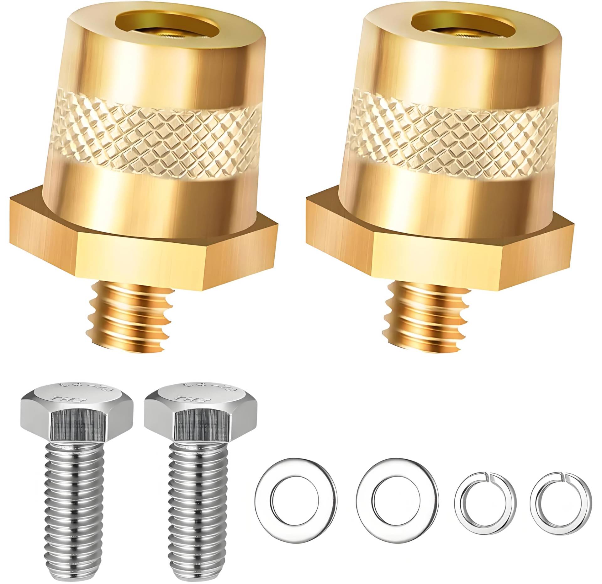 1Paar Batteriepoladapter M8, Auto Batterie Anschlussklemmen M8 Batterieklemme mit 2 Edelstahlschrauben und 4 Unterlegscheiben, Batteriepol für Autobatterien Kompatibel mit Yachten, PKW, LKW usw von Nokwocy